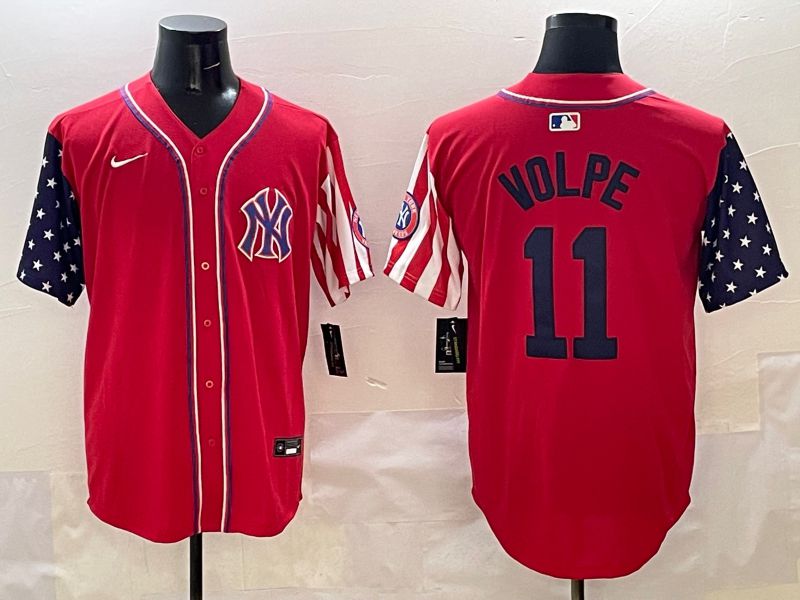 Men New York Yankees #11 Volpe Red a generation of national flags Jointly Name 2025 Nike MLB Jersey style 1